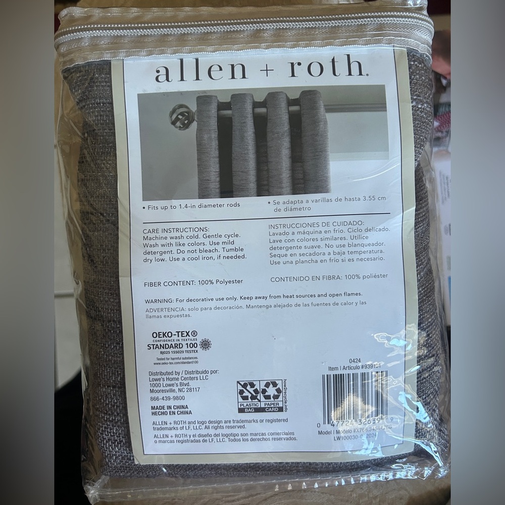 Allen + Roth Charcoal Blackout Grommet Curtain - Picture 2 of 4